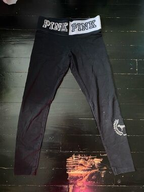 PINK Victoria's Secret Black Leggings with Logo Waistband